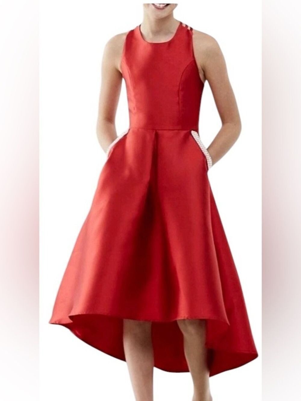 Xtraordinary High Low Criss Cross Straps Crystal Pockets Red Big Girl Junior 12